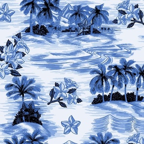 Javi Hawaiian Scene Floral - Blue Large