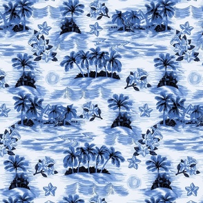 Javi Hawaiian Scene Floral - Blue Small