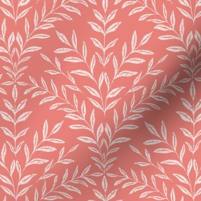 Woodblock Leaf Scallop - Coral Pink - Mid Scale