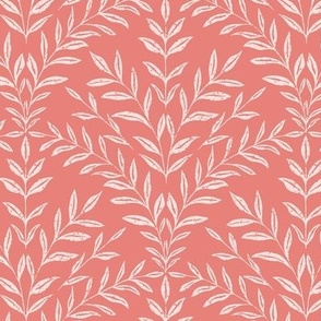 Woodblock Leaf Scallop - Coral Pink - Mid Scale