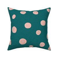 Block Print Polka Dot - Teal/Light Pink - Jumbo Scale