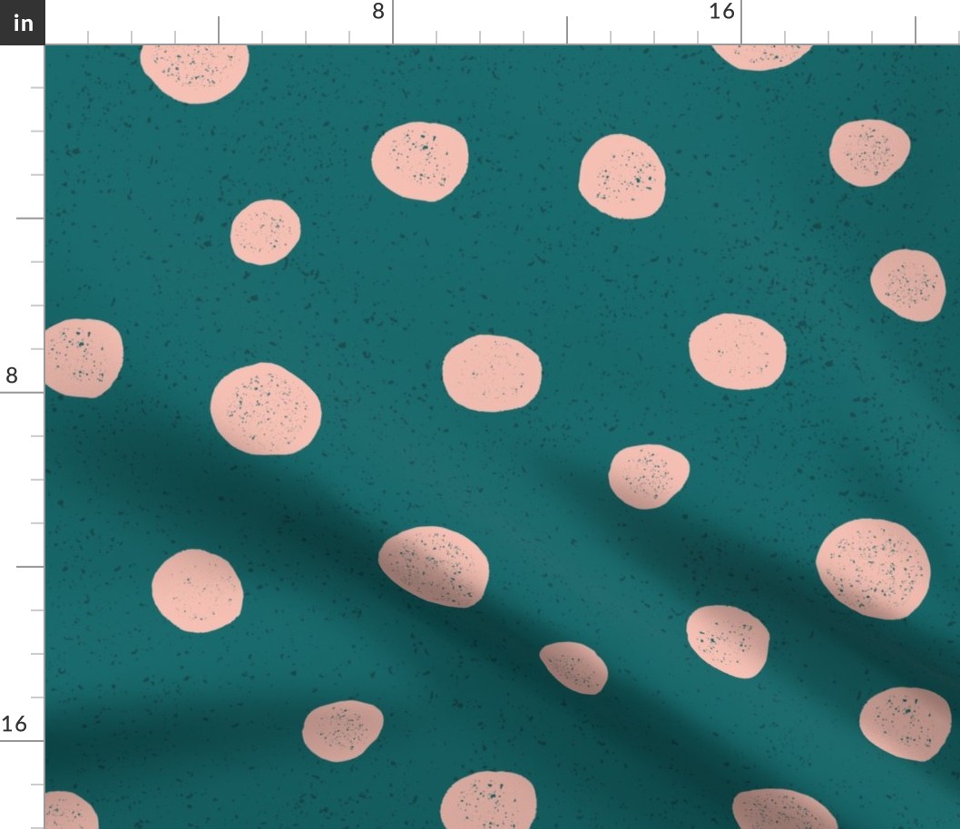 Block Print Polka Dot - Teal/Light Pink - Jumbo Scale