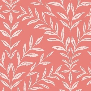 Woodblock Leaf Scallop - Coral Pink - Mid Scale