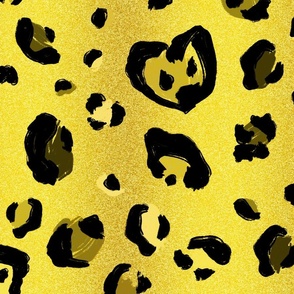 Gold tones faux glitter 90s leopard print
