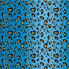 Blue faded denim and glitter gold 90’s leopard print 