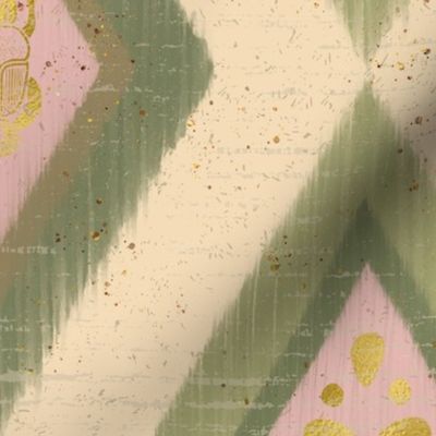 Egyptian Diamonds with Faux Gold Foil Overlay (Large) - Green, Pink and Cream