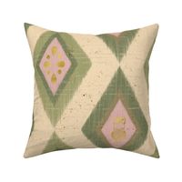 Egyptian Diamonds with Faux Gold Foil Overlay (Large) - Green, Pink and Cream