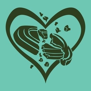 Trap Shooting & Skeet Shooting Love - Broken Clay Target within Heart - Green, Dark Green