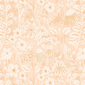 Block Print Floral Peaches and Cream-MEDIUM