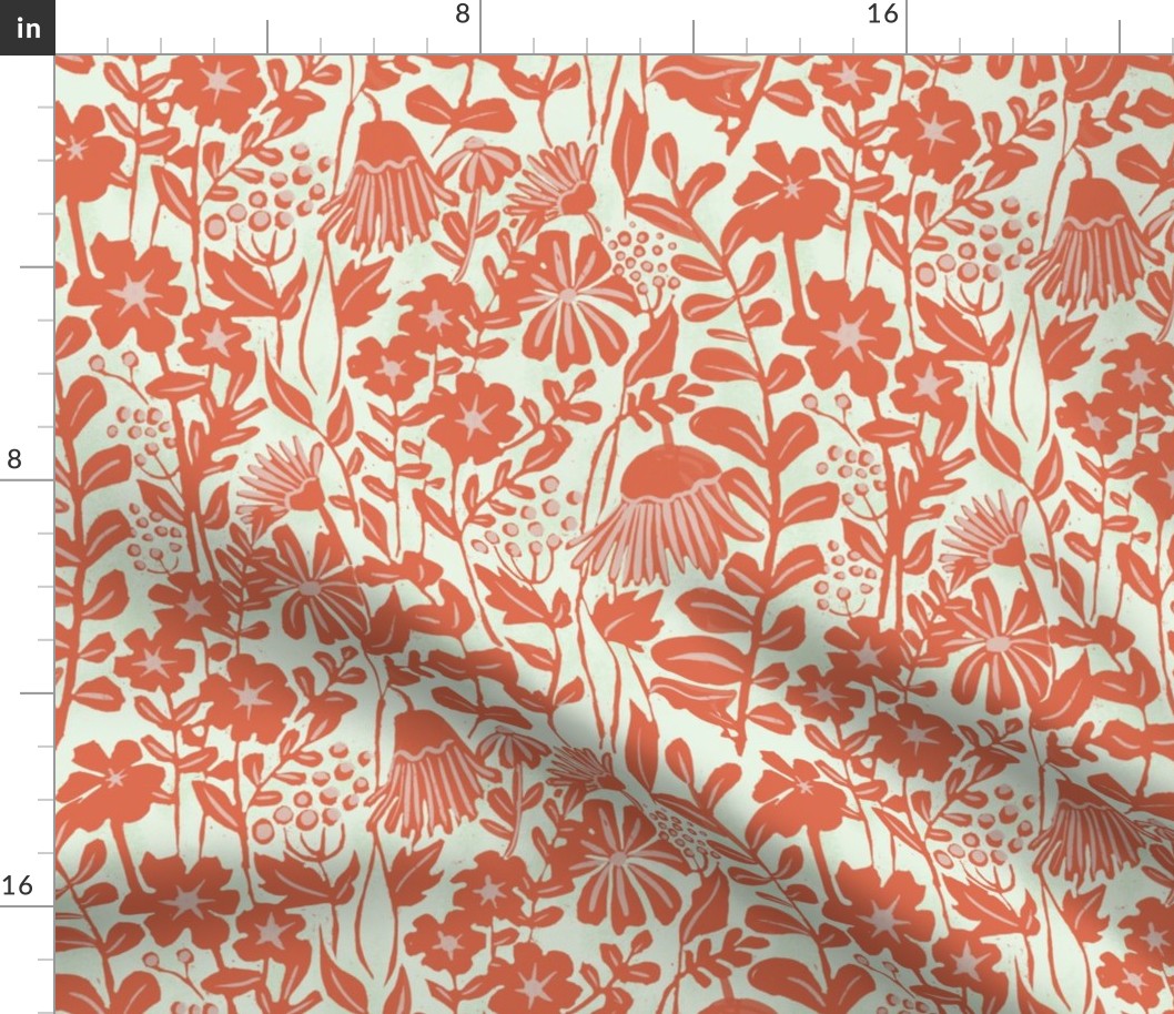 Block Print Floral Orange Cream_SMALL