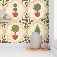 Beige Italian Garden Quatrefoil Limewash