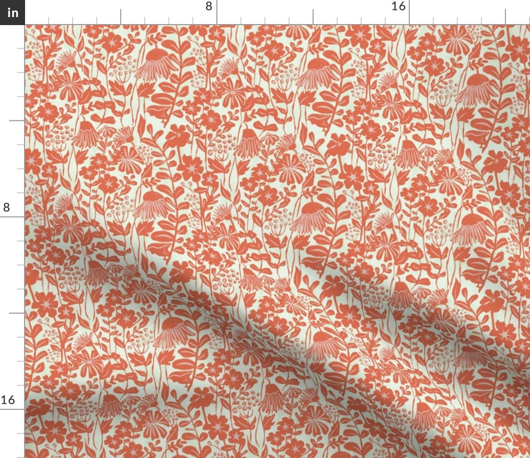 Block Print Floral Orange Cream_MINI