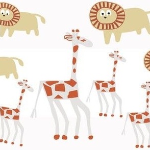 Lions & Giraffes - Playful African Safari Animals  - Contemporary nursery & kids room