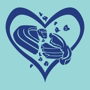  Trap Shooting & Skeet Shooting Love - Broken Clay Target within Heart - Dark Blue, Light Blue