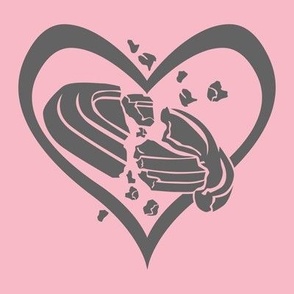  Trap Shooting & Skeet Shooting Love - Broken Clay Target within Heart - Pink & Gray
