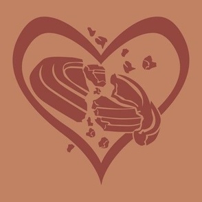  Trap Shooting & Skeet Shooting Love - Broken Clay Target within Heart - Brown, Tan, Rust