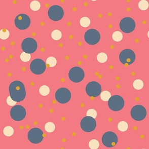 Pink Blu Beige Vibrant Color Abstract Polka Dots