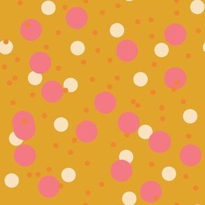 Yellow Pink Beige Vibrant Color Abstract Polka Dots