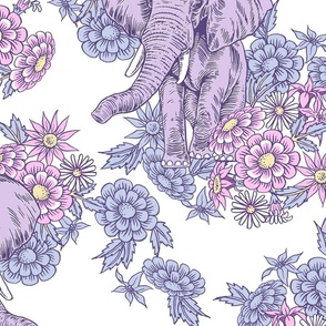 Henny The Elephant Floral - White Large