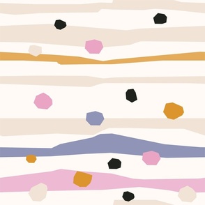 Beige Pink Orange Vibrant Color Abstract Geometric Horizontal with Dots