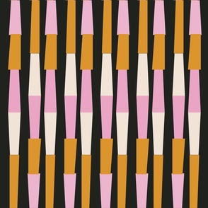 Dark Shocking Pink Orange Geometric Abstract Bamboo Like