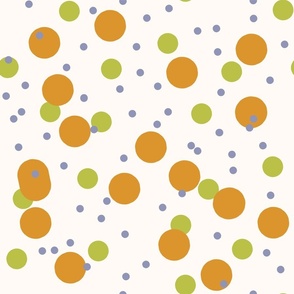 Beige Orange Green Vibrant Colorful Abstract Polka Dots