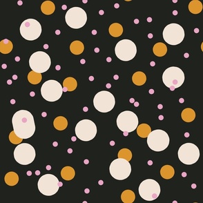 Black Orange Pink Abstract Polka Dots