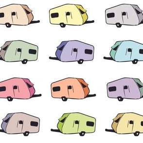 Holiday Caravans - Transport - Pastel Caravans on white - small