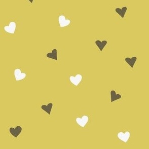 Tiny love heart - Valentine Day Romance  Hand Drawn Hearts - white, black & mustard