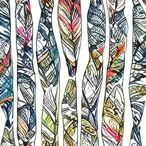 Multicolored Artistic Colorful boho inspired" The Different Feathers "