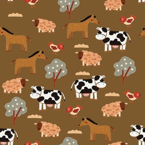 Farm Animal with Brown Background