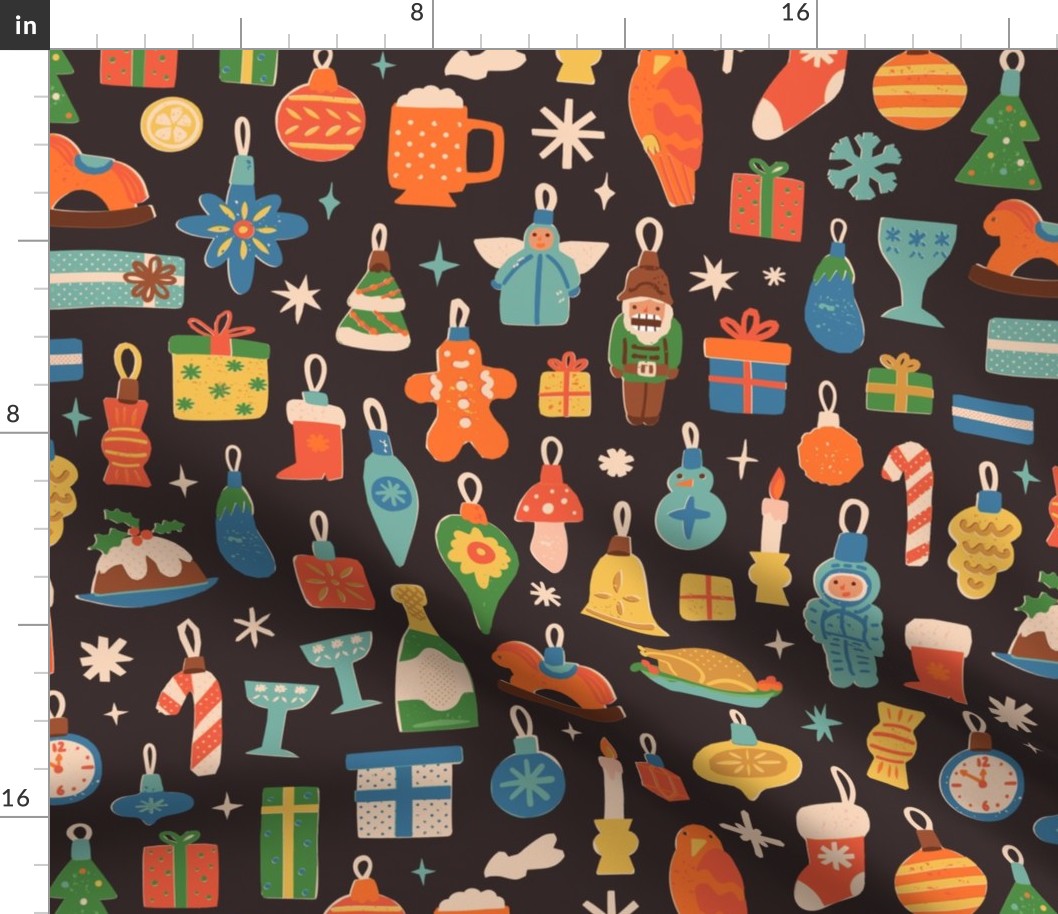  Retro Christmas black-brown - large scale