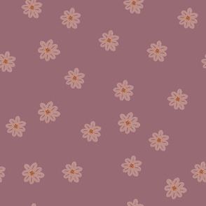 Hand Drawn Simple Boho Floral with Mauve Background