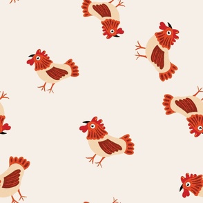 Loose Hand Drawing Chicken with Beige Background