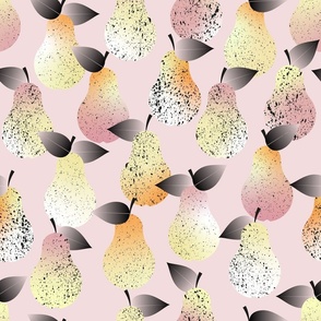 geometric pears on pink - large