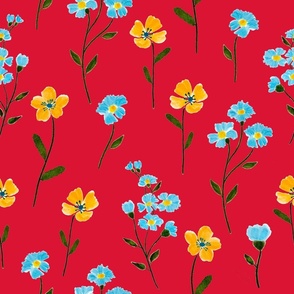 Wildflowers Pattern Red 11 large scale