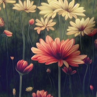 Pink and White Pastel Daisies