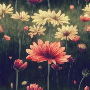 Pink and White Pastel Daisies