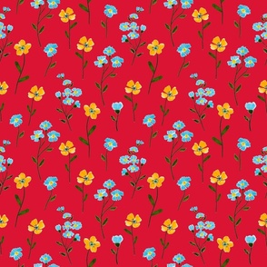 Wildflowers Pattern Red 11 Smaller scale