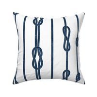 Coastal chic Deep blue rope and sailor's knots on a white background