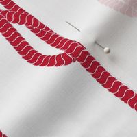 Coastal chic Red rope and sailor's knots print on white background
