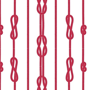 Coastal chic Red rope and sailor's knots print on white background