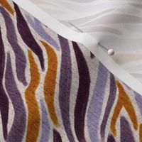 abstract zebra stripes reimagined with linen overlay texture 6” repeat lilac, purple, copper orange on off white background background