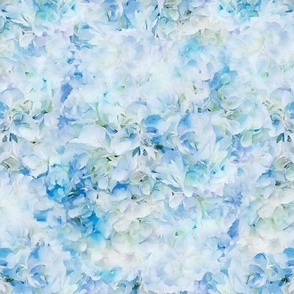 Cyan Blue Hydrangea Petals Floral Watercolor Half Drop