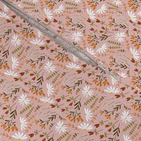 Small Scale Modern Classic Hand Drawn Floral Baby Pink Fabric 