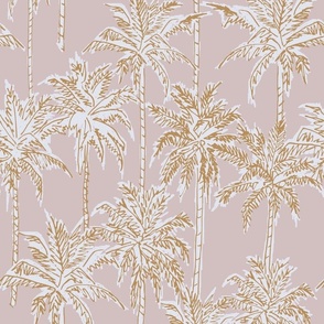 SKETCHED TROPICAL PALM TREE-PINK GRAY COMBO
