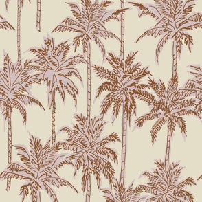 SKETCHED TROPICAL PALM TREE-PINK TAN COMBO