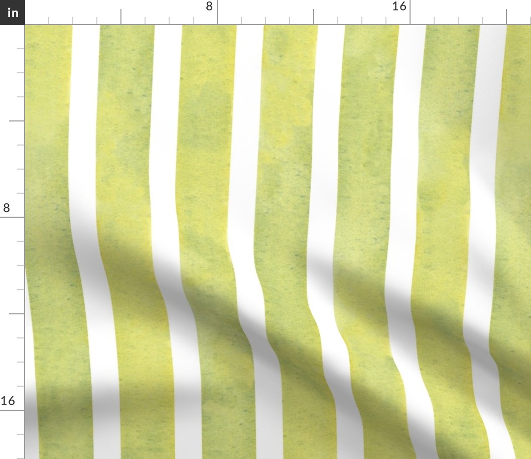 Watercolour Candy Stripe Spring Green large 2 inch stripes