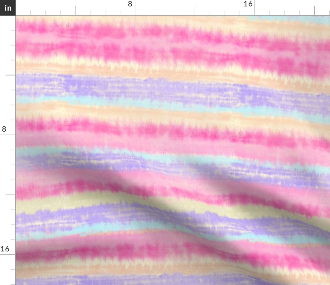 Modern Boho Tie Dye Pastel Ombre Rainbow Stripes Art 07 Smaller Scale