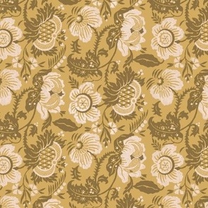 VINTAGE FLORAL BLOCK PRINT-YELLOW GOLD COMBO